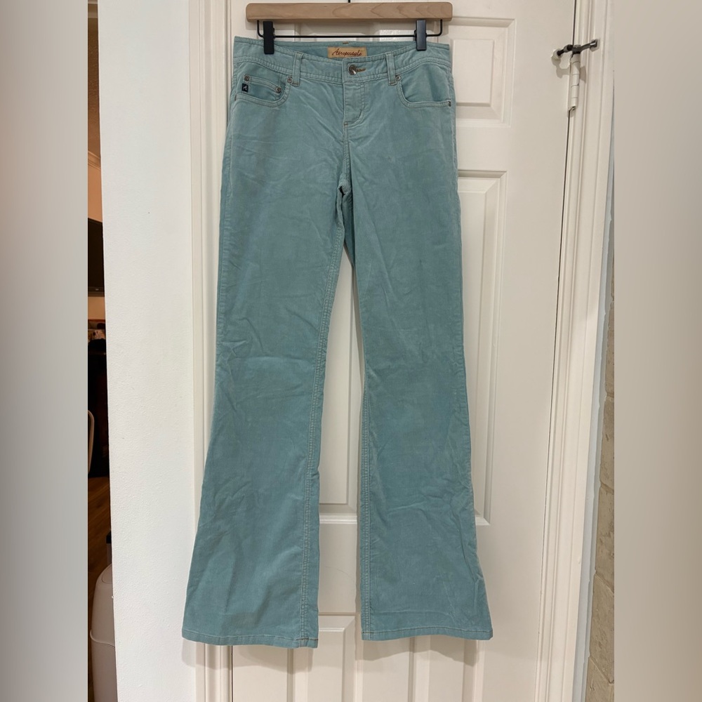 Aeropostale Vintage Light Blue/Green Corduroy Pants size 3/4 short